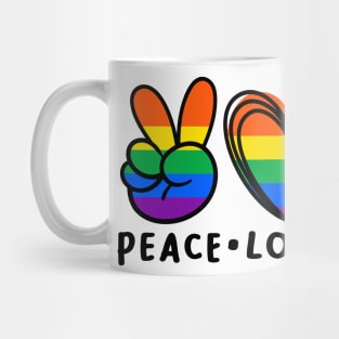 Peace Love Pride Gay Rainbow Mug